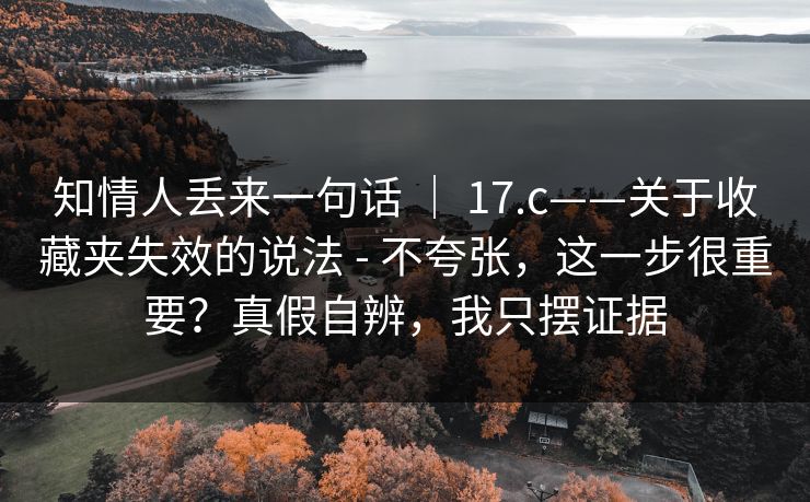知情人丢来一句话 ｜ 17.c——关于收藏夹失效的说法 - 不夸张，这一步很重要？真假自辨，我只摆证据